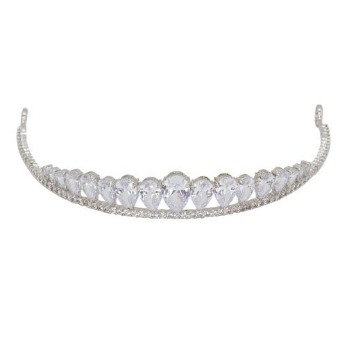 Ter Drop Emerald Silver Crown Wedding HeadPiece