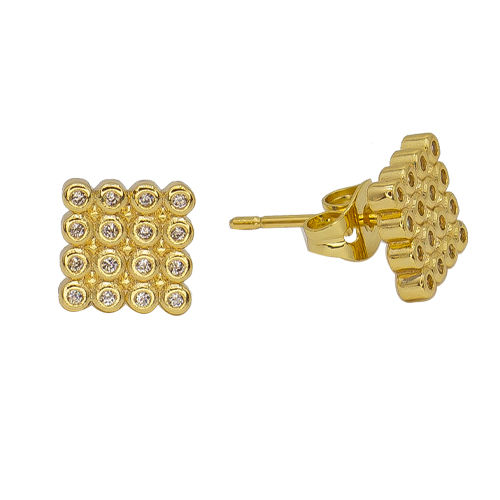 [2022-03-11-44.jpg] Square Round Paved Gold Women's Earrings